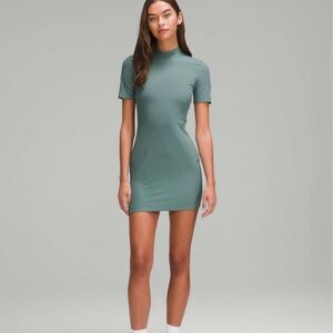 NWT Lululemon Athletica All Aligned Ribbed Short Sleeve Dress-Medium Forest